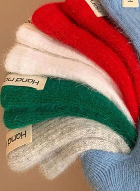Winter Women Wool Gloves Knitted Full Finger Extended Long G