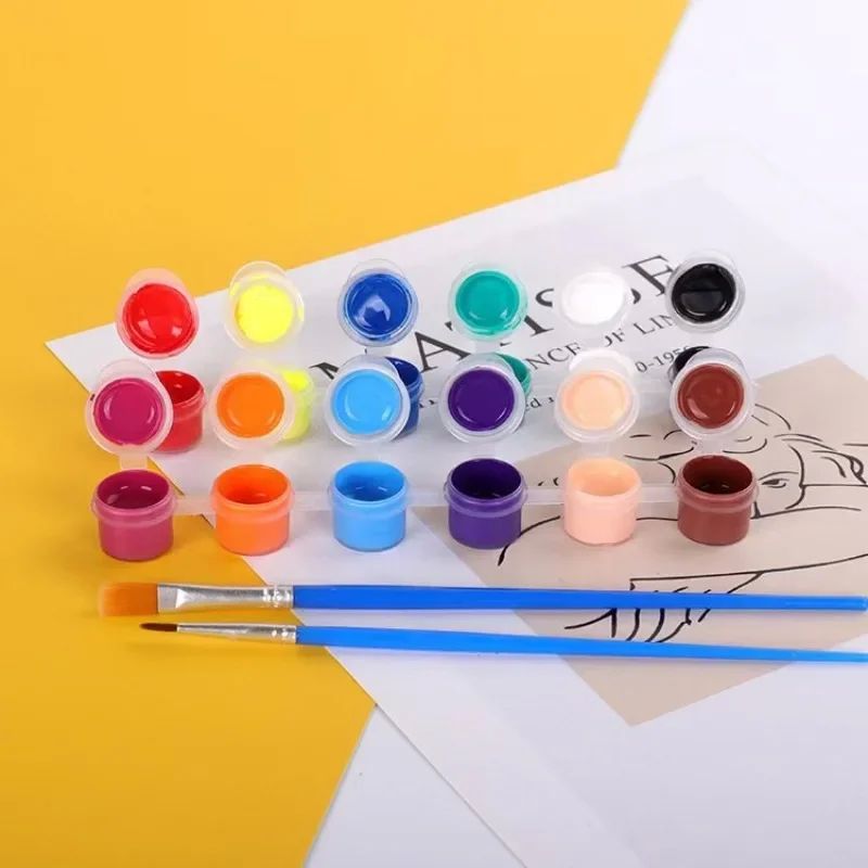 12/24 Pcs Painting Brushes Set Art Round Flat Hair Nylon Hai - 图0