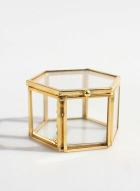 1PC Geometrical Clear Glass Jewelry Box Jewelry Organize Hol