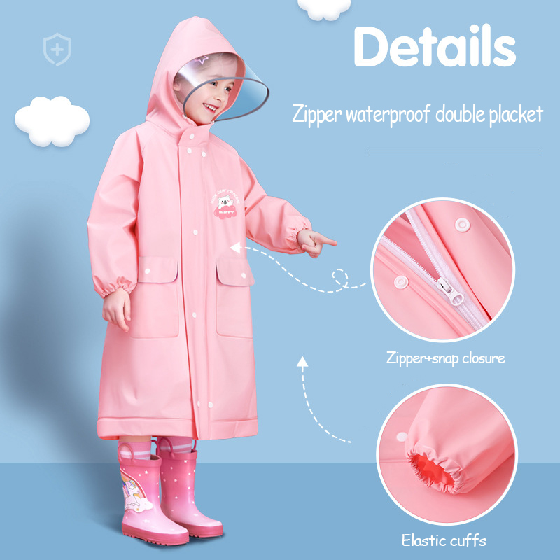 EVA Children's Raincoat Non Disposable Raincoat With Schoolb - 图2