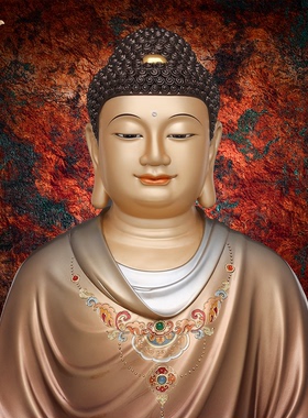 释迦摩尼神像三宝佛像如来佛祖阿弥陀佛药师佛娑婆三圣东来紫铜像