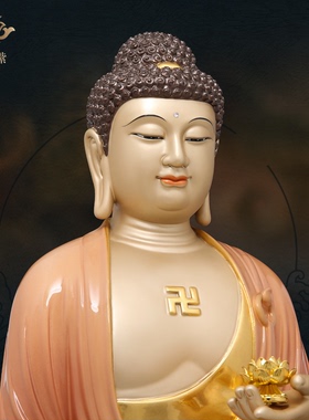 西方三圣佛像阿弥陀佛雕像大势至菩萨铜像观音摆件京铜台湾紫铜金