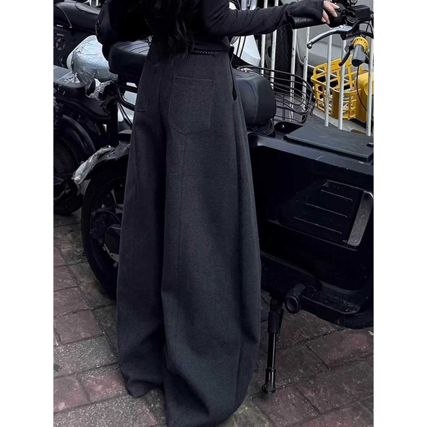 高个子超长深灰色加绒毛呢西装裤女秋冬高腰宽松加长拖地弯刀裤子,淘宝优惠券,粉丝福利购,淘宝优惠卷