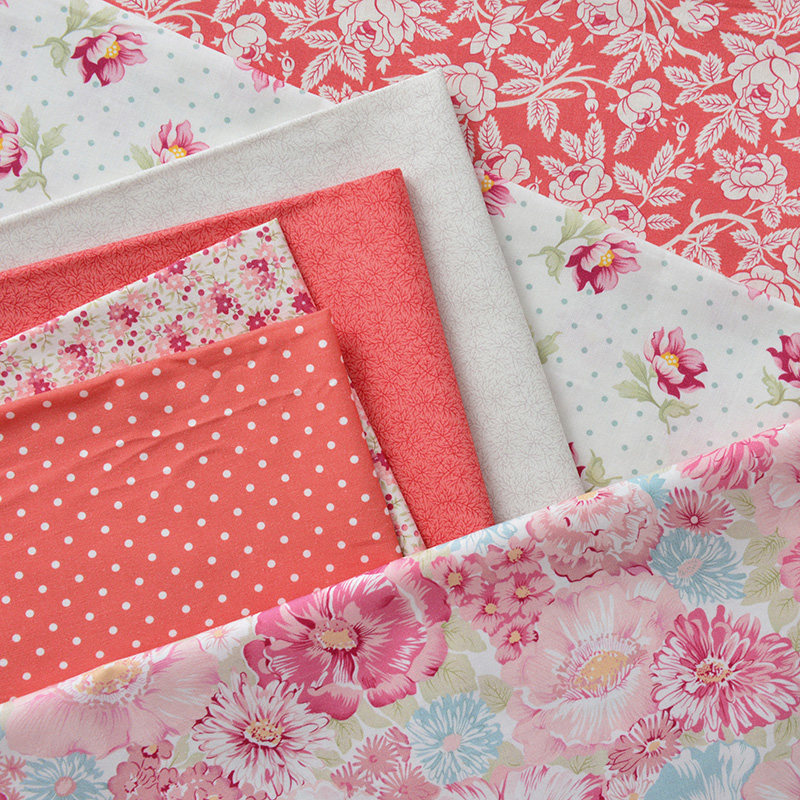 纯棉布料植物红白粉红色印花田园儿童拼布纯棉全棉面料床品棉布,淘宝优惠券,粉丝福利购,淘宝优惠卷