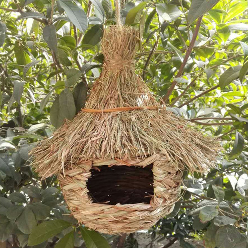 手工草编鸟巢 草编鸟窝鸟笼小鸟用品花园别墅天花工程装饰 - 图1