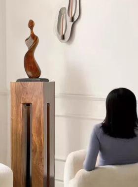 大师禅意作品玄关香樟木摆件抽象