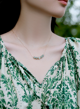 飞鸟屿城和田玉串珠国风项链