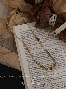 油画小众串珠项链法式复古