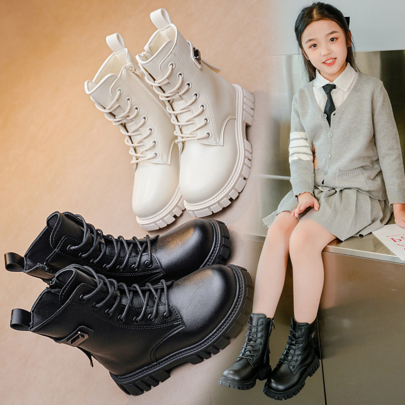 儿童马丁靴女童靴子冬季2023新款韩版英伦风小女孩单靴公主皮短靴