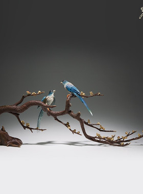 铜师傅喜上枝头客厅摆件铜新中式