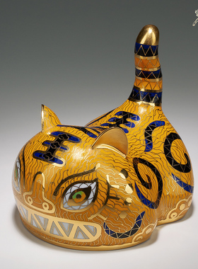 铜师傅全铜摆件小老虎景泰蓝饰品