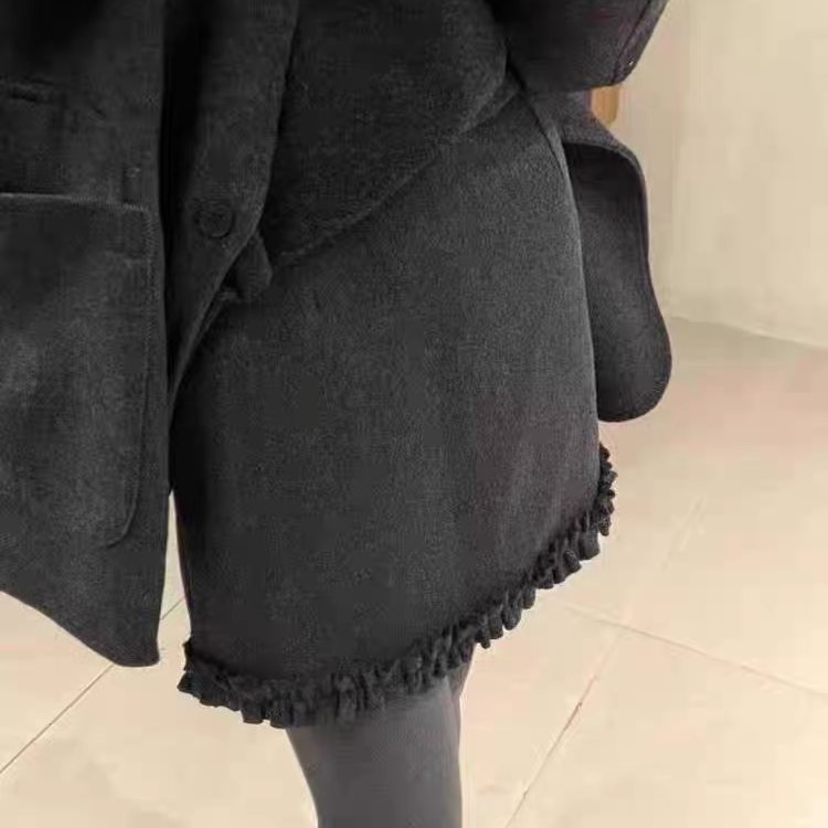 木耳边毛呢半身裙女秋冬高腰百搭A字短裙灰色荷叶边防走光包臀裙,淘宝优惠券,粉丝福利购,淘宝优惠卷