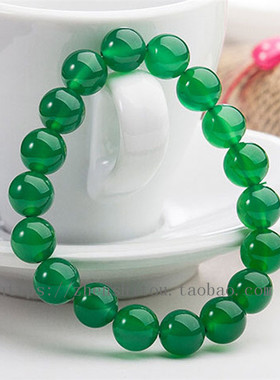 天然绿玛瑙手链圆珠男女情侣款