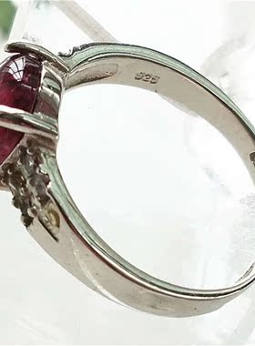 天然巴西活扣甜蜜风红碧玺戒指
