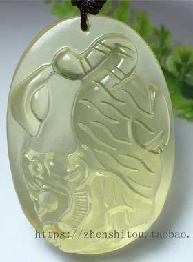 天然黄水晶十二生肖吊坠原石雕刻
