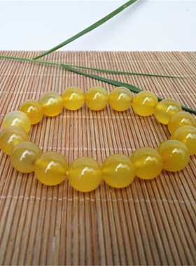 天然黄玛瑙手链情侣男女士单圈