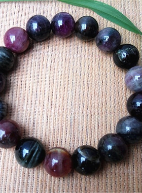 天然黑红碧玺手链圆珠13MM