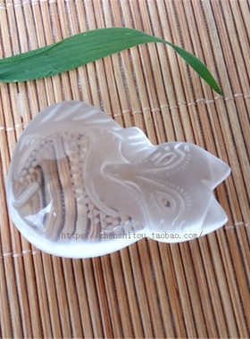 东海天然白水晶玉面狐狸吊坠恋人