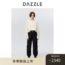 DAZZLE ground vegan knit long sleeve cardigan 2023 Winter new gentle temperament Wind star Decorative Sweater Woman
