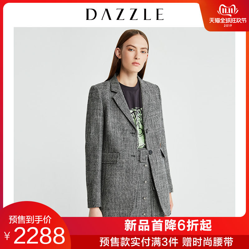 DAZZLE地素 2019秋装新款时髦通勤精纺羊毛西装外套女2G3F5053A thumbnail