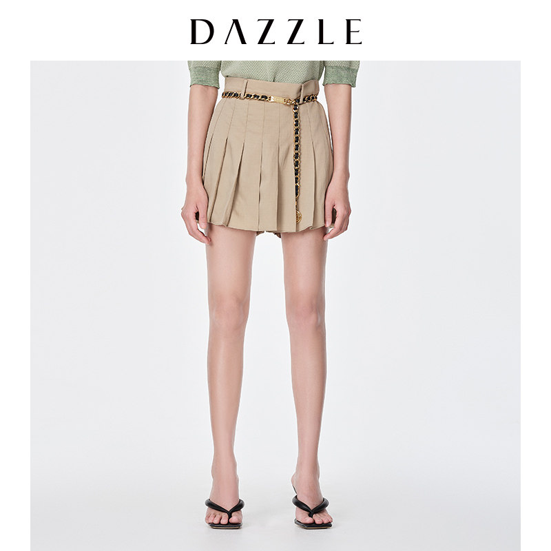 dazzle地素2021新款黑色jk百褶裤子 dazzle休闲裤