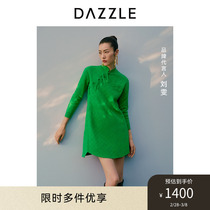 Liu Wen Tongtongs DAZZLE ground vegan magic square qipao dress 2023 Winter new Chinese New Chinese knitted dresses