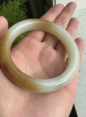 新疆和田玉且末糖白带翠三色手镯泥鳅背