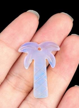 【茜茜珠饰】天然水晶半宝石头夏日紫水晶椰子树吊坠DIY耳饰 15色