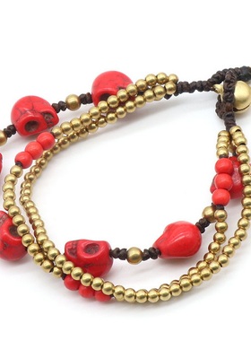 【茜茜珠饰】彩色松石骷髅头手链速卖通Ebay跨境外贸饰品 四色