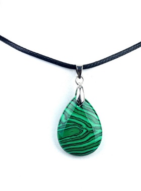 【茜茜珠饰】天然水晶玛瑙石水滴加扣头彩色石头项链跨境 19色