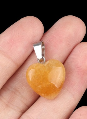 【茜茜珠饰】爱心吊坠天然水晶玛瑙石心形吊坠挂件饰品跨境 28色