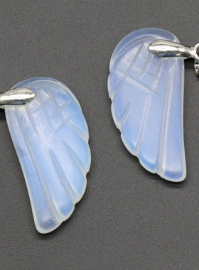 【茜茜珠饰】翅膀吊坠天然水晶玛瑙石头雕刻翅膀挂件DIY饰品 17色