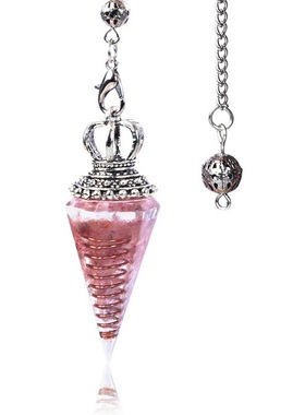 【茜茜珠饰】水晶碎石树脂灵摆 六角锥查克拉钟摆 跨境饰品 17色