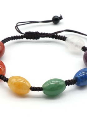 【茜茜珠饰】七彩方块米珠编织手链天然水晶玛瑙七彩跨境 双款