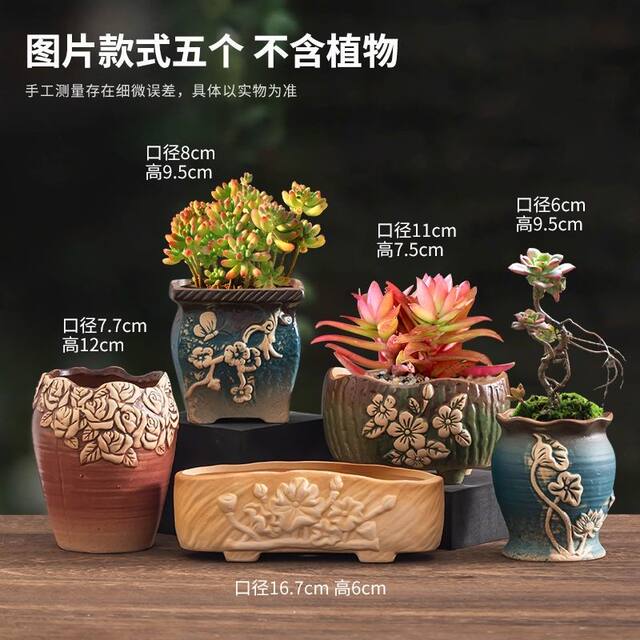 Pastoral set succulent flowerpot ceramic retro
