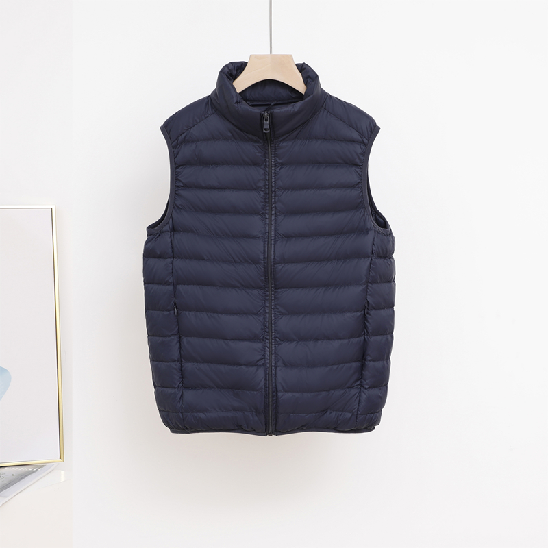 羽绒马甲男士立领休闲外穿冬新款轻薄潮流保暖背心马夹白鸭绒外套 - 图1