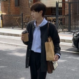 Демисезонный трикотажный кардиган, свитер для влюбленных, ретро куртка для отдыха, в корейском стиле, оверсайз