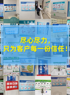 学校医院标准洗手七步法墙贴画