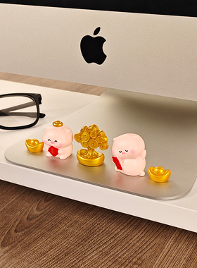招财小猪桌面装饰摆件办公显示器公仔电脑屏幕可爱饰品2025新款女