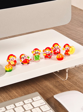 治愈系财神爷电脑桌面装饰摆件办公室工位解压玩偶情绪稳定小饰品