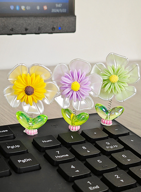 摇头太阳花电脑显示器装饰摆件办公室桌面屏幕迷你解压小饰品玩偶