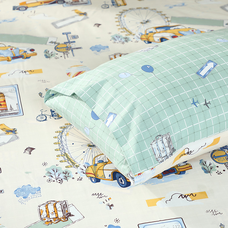 富安娜全棉印花枕套儿童卡通幼儿园枕头套一只装学生宿舍床上用品