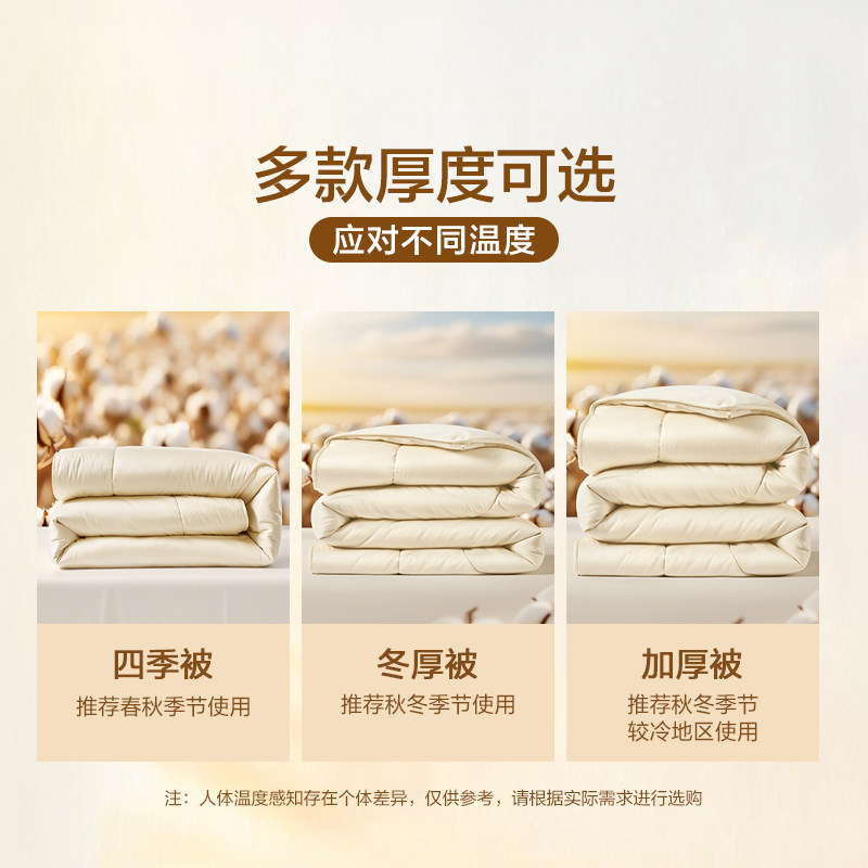 富安娜60支长绒棉高端棉花被子四季被冬被保暖加厚纯棉被芯床品,淘宝优惠券,粉丝福利购,淘宝优惠卷