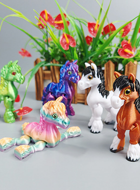 批量3D打印马家居桌面趣味带仿真眼手办动物卡通摆件礼物玩具圣诞