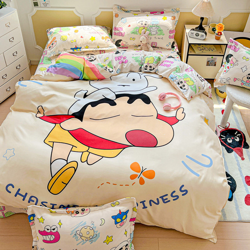 蜡笔小新纯棉四件套全棉儿童床品床单被套床笠三件套学生宿舍被罩,淘宝优惠券,粉丝福利购,淘宝优惠卷