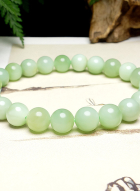 新疆和田玉碧玉圆珠手串女款