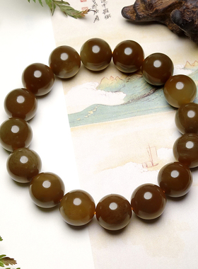 和田玉红糖玉油润圆珠手串