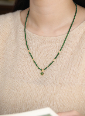新中式冰种A货阳绿翡翠项链女