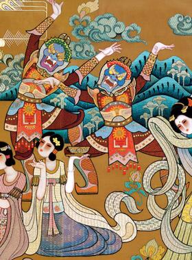 仕女图挂画古代人物画女人古装美女舞蹈古琴古筝教室装饰画中国风
