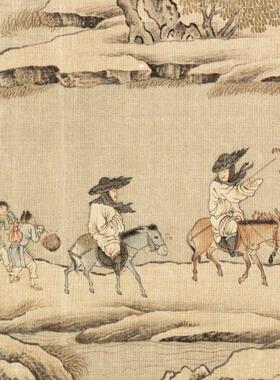 雪渔图宋代山水画捕鱼雪景画新中式客厅装饰画背景墙挂画古风壁画